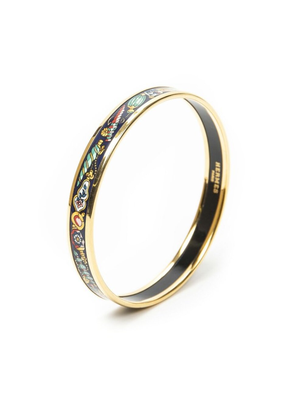 Hermes Enamel Bangle Navy Plating Bracelet